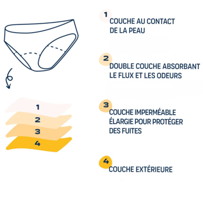 les 4 différentes couches qui composent une culotte menstruelle